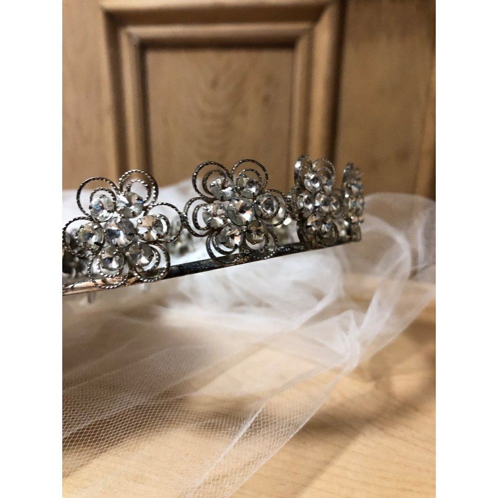 Vintage Womens Wedding Bridal Veil 2 Tiers Lace White - Picture 6 of 6